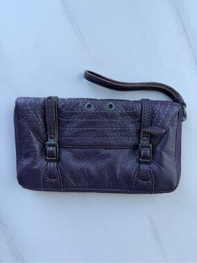 CONVERSE eggplant Leather Wristlet Wallet